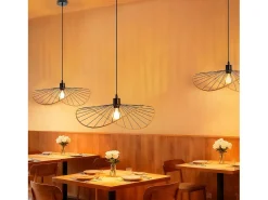 NETTLIFE Lámpara colgante Boho negra de 50 cm de diámetro - Lámpara de araña vintage de metal E27 - Lámpara para salón, cocina y comedor (bombilla no incluida) Negro Clearance