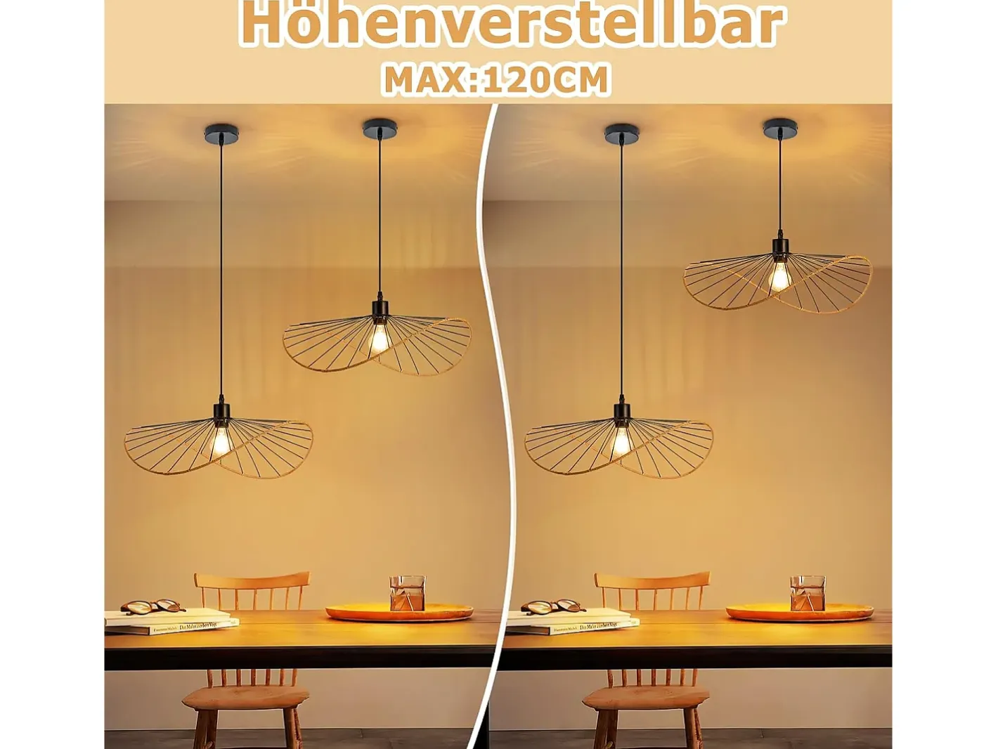 NETTLIFE Lámpara colgante Boho negra de 50 cm de diámetro - Lámpara de araña vintage de metal E27 - Lámpara para salón, cocina y comedor (bombilla no incluida) Negro Clearance