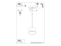 Sollux Lighting Lámpara Suspendida-Lámpara colgante Nevia minimalista de CLORURO DE POLIVINILO - 1 fuentes luminosas - L.40 x A.137 cm - marino/negro Azul