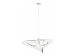 Lámpara colgante Onyx con difusor cortado a láser en hierro lacado y acabados cromo brillo con cable eléctrico orientable 1 luz 120 Ø51 Blanco Outlet