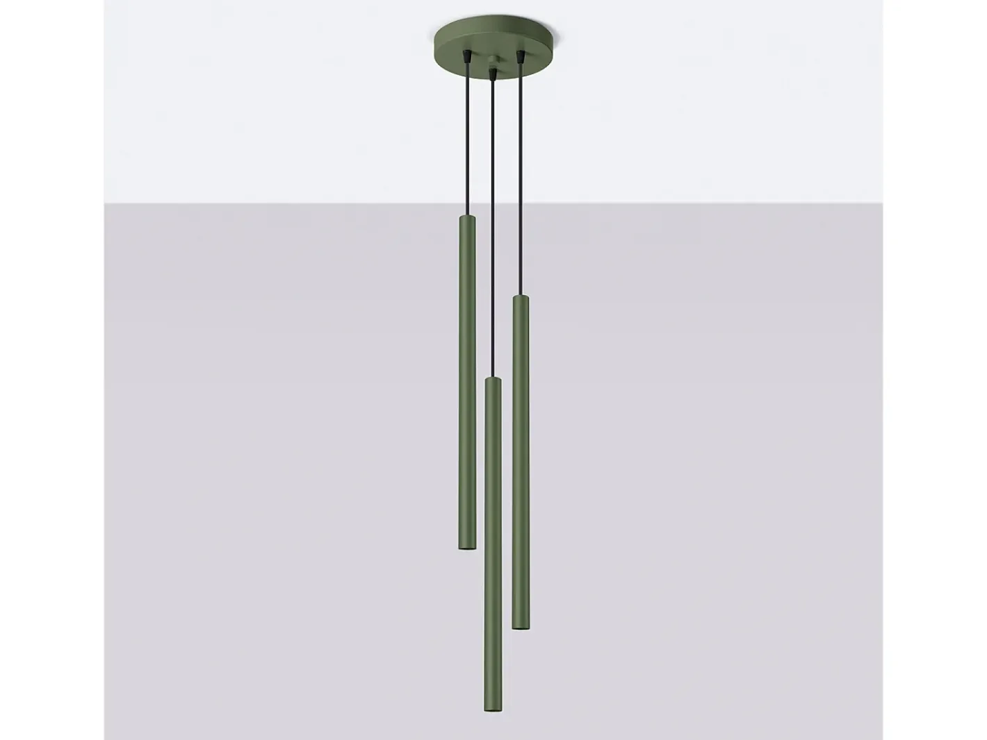 Clearance Sollux Lighting Lámpara Colgante Pastelo Moderno De Acero - 3 Fuentes Luminosas - L.30 X A.94 Cm - Oliva Verde