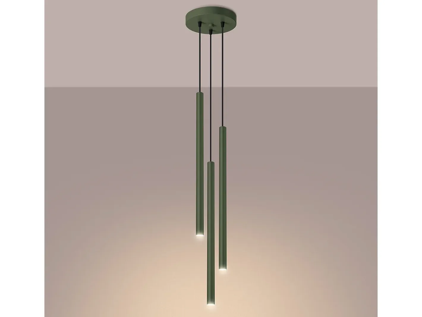 Clearance Sollux Lighting Lámpara Colgante Pastelo Moderno De Acero - 3 Fuentes Luminosas - L.30 X A.94 Cm - Oliva Verde