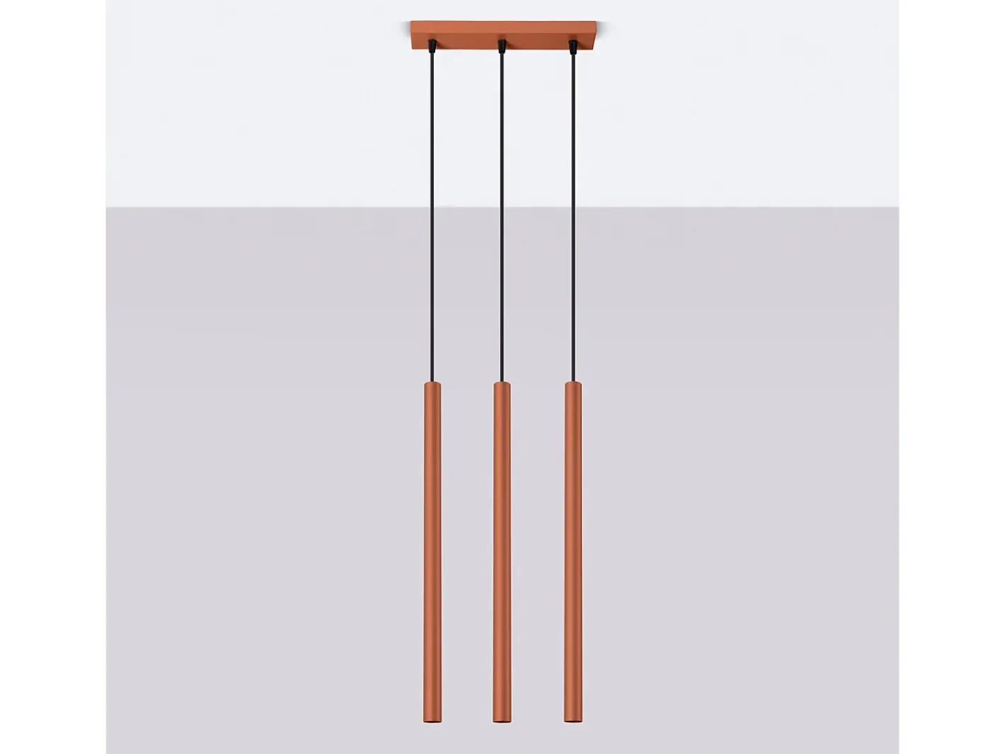 New Sollux Lighting Lámpara Colgante Pastelo Moderno De Acero - 3 Fuentes Luminosas - L.30 X A.94 Cm - Ocre Rojo