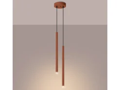 Sollux Lighting Lámpara Colgante Pastelo Moderno De Acero - 2 Fuentes Luminosas - L.15 X A.104 Cm - Ocre Rojo Best