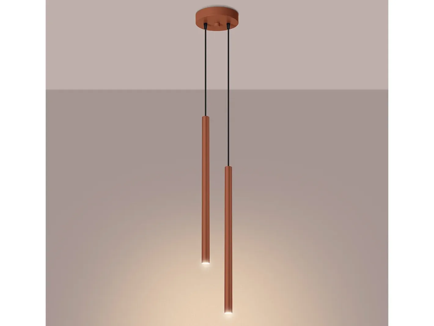Sollux Lighting Lámpara Colgante Pastelo Moderno De Acero - 2 Fuentes Luminosas - L.15 X A.104 Cm - Ocre Rojo Best