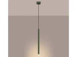 Outlet Sollux Lighting Lámpara Colgante Pastelo Moderno De Acero - 1 Fuentes Luminosas - L.8 X A.114 Cm - Oliva Verde