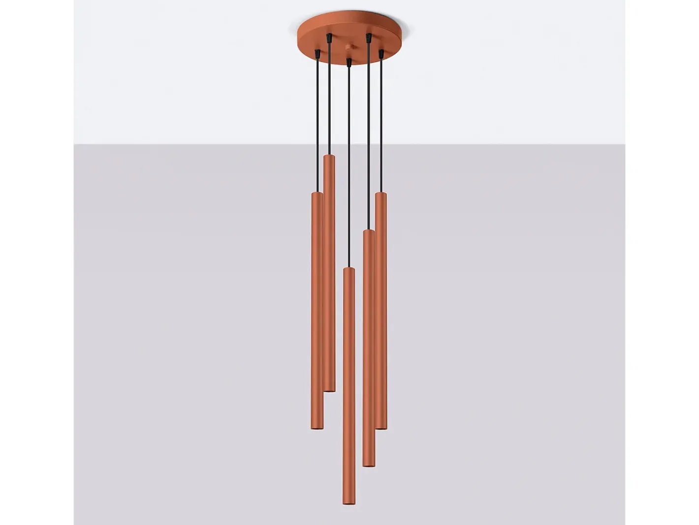 Sollux Lighting Lámpara Suspendida-Lámpara Colgante Pastelo Moderno De Acero - 5 Fuentes Luminosas - L.25 X A.104 Cm - Ocre Rojo