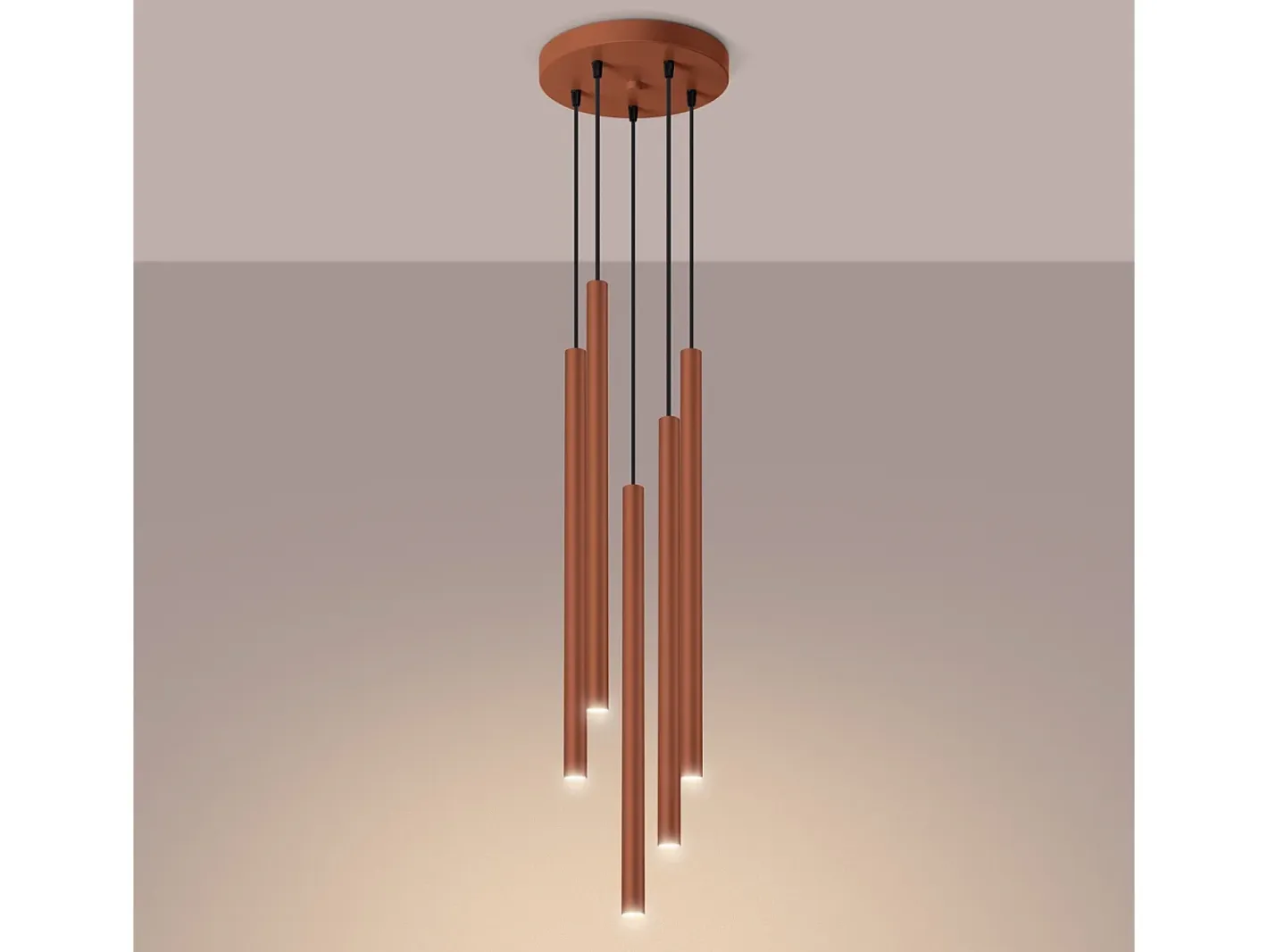 Sollux Lighting Lámpara Suspendida-Lámpara Colgante Pastelo Moderno De Acero - 5 Fuentes Luminosas - L.25 X A.104 Cm - Ocre Rojo