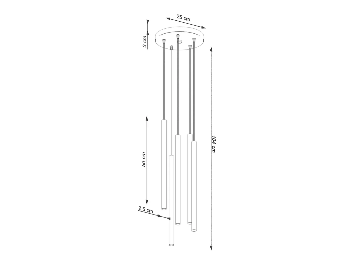 Sollux Lighting Lámpara Suspendida-Lámpara Colgante Pastelo Moderno De Acero - 5 Fuentes Luminosas - L.25 X A.104 Cm - Ocre Rojo
