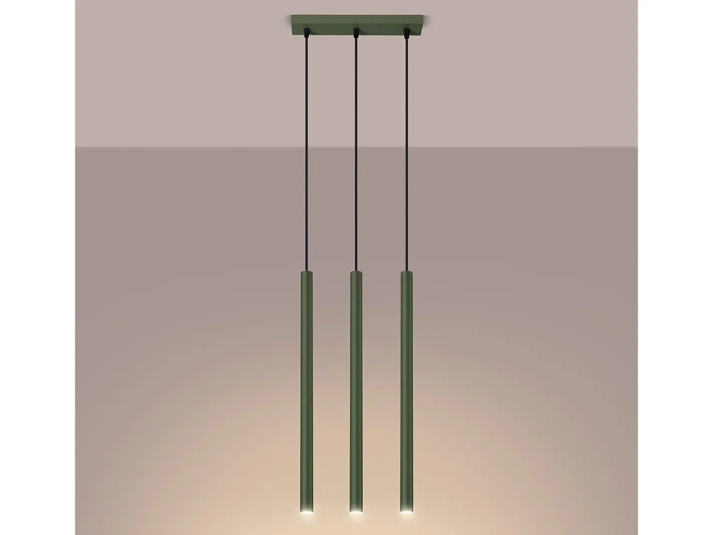 Sollux Lighting Lámpara Suspendida-Lámpara Colgante Pastelo Moderno De Acero - 3 Fuentes Luminosas - L.19,5 X A.104 Cm - Oliva Verde