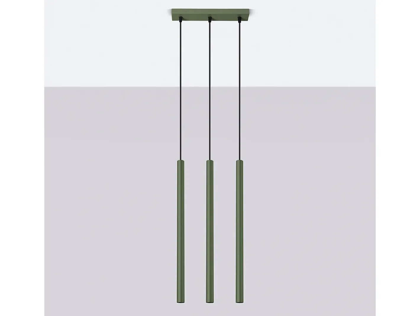 Sollux Lighting Lámpara Suspendida-Lámpara Colgante Pastelo Moderno De Acero - 3 Fuentes Luminosas - L.19,5 X A.104 Cm - Oliva Verde