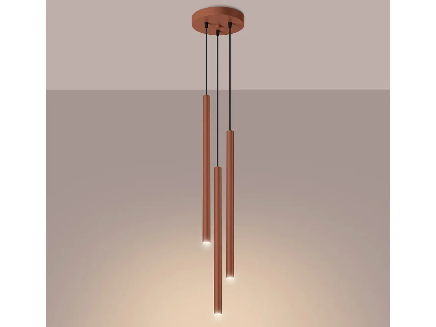 Sollux Lighting Lámpara Colgante Pastelo Moderno De Acero - 3 Fuentes Luminosas - L.19,5 X A.104 Cm - Ocre Rojo Clearance