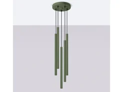 Sollux Lighting Lámpara Colgante Pastelo Moderno De Acero - 5 Fuentes Luminosas - L.25 X A.104 Cm - Oliva Verde Online