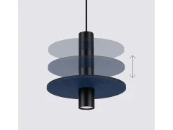 Sollux Lighting Lámpara Suspendida-Lámpara colgante Pelta moderno de fieltro/acero - 1 fuentes luminosas - L.30 x A.126 cm - marino/negro Azul