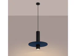 Sollux Lighting Lámpara Suspendida-Lámpara colgante Pelta moderno de fieltro/acero - 1 fuentes luminosas - L.30 x A.126 cm - marino/negro Azul