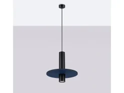 Sollux Lighting Lámpara Suspendida-Lámpara colgante Pelta moderno de fieltro/acero - 1 fuentes luminosas - L.30 x A.126 cm - marino/negro Azul