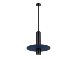 Sollux Lighting Lámpara Suspendida-Lámpara colgante Pelta moderno de fieltro/acero - 1 fuentes luminosas - L.30 x A.126 cm - marino/negro Azul