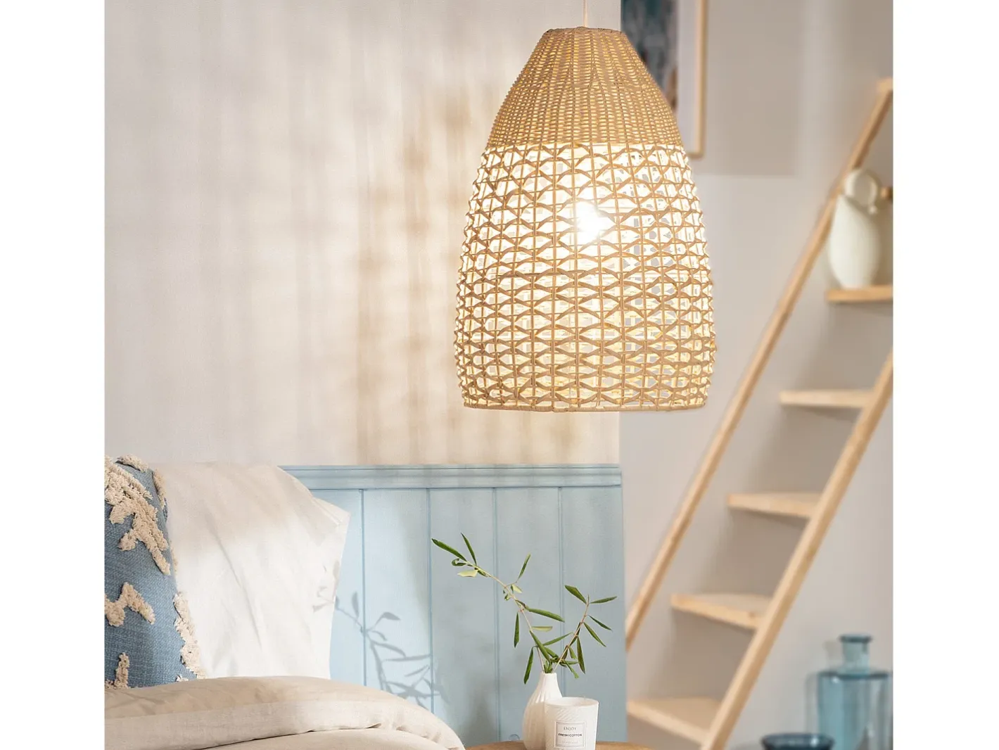 Ledkia Lámpara Colgante Ratán Jinan Natural Multicolor Outlet