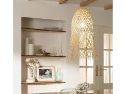 Online Ledkia Lámpara Colgante Ratán Majani Crema Multicolor