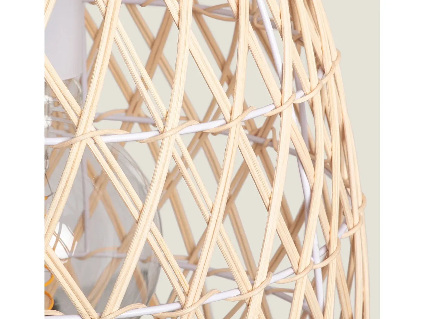 Online Ledkia Lámpara Colgante Ratán Majani Crema Multicolor