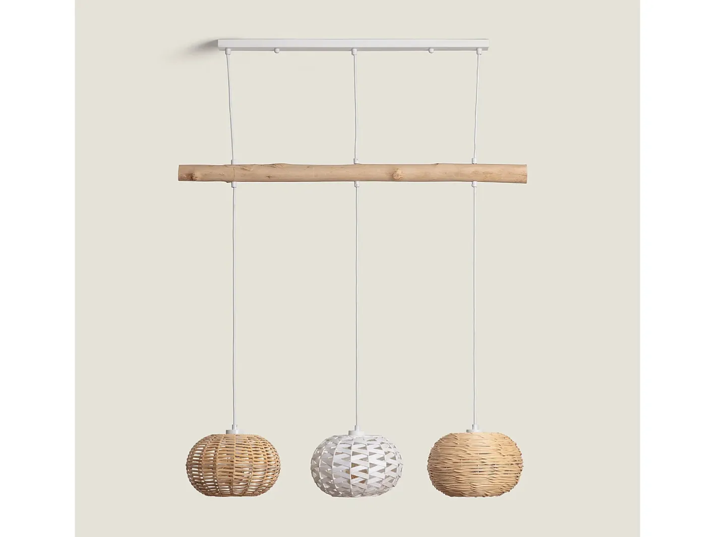 Ledkia Lámpara Suspendida-Lámpara Colgante Ratán y Madera Linfen Natural Multicolor