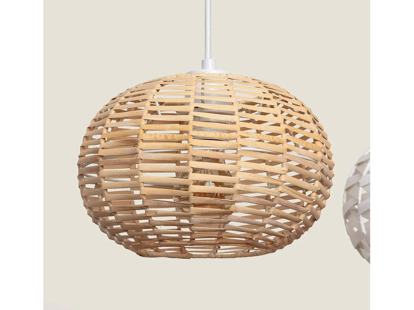 Ledkia Lámpara Suspendida-Lámpara Colgante Ratán y Madera Linfen Natural Multicolor