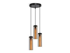 NETTLIFE Lámpara Suspendida-Lámpara colgante retro de cristal mate para mesa de comedor, 3 llamas, E27 Negro