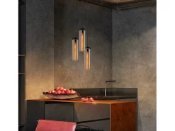NETTLIFE Lámpara Suspendida-Lámpara colgante retro de cristal mate para mesa de comedor, 3 llamas, E27 Negro