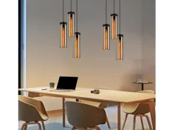NETTLIFE Lámpara Suspendida-Lámpara colgante retro de cristal mate para mesa de comedor, 3 llamas, E27 Negro