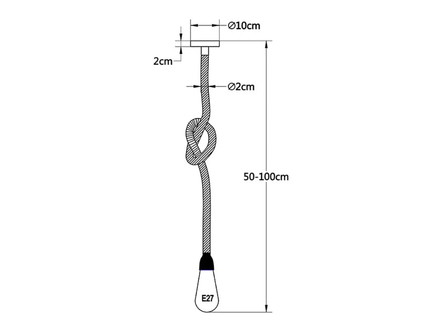 Plafón-Lámpara colgante Soga Lumit 40W marrón Ø10x50-100 cm Marru00f3n