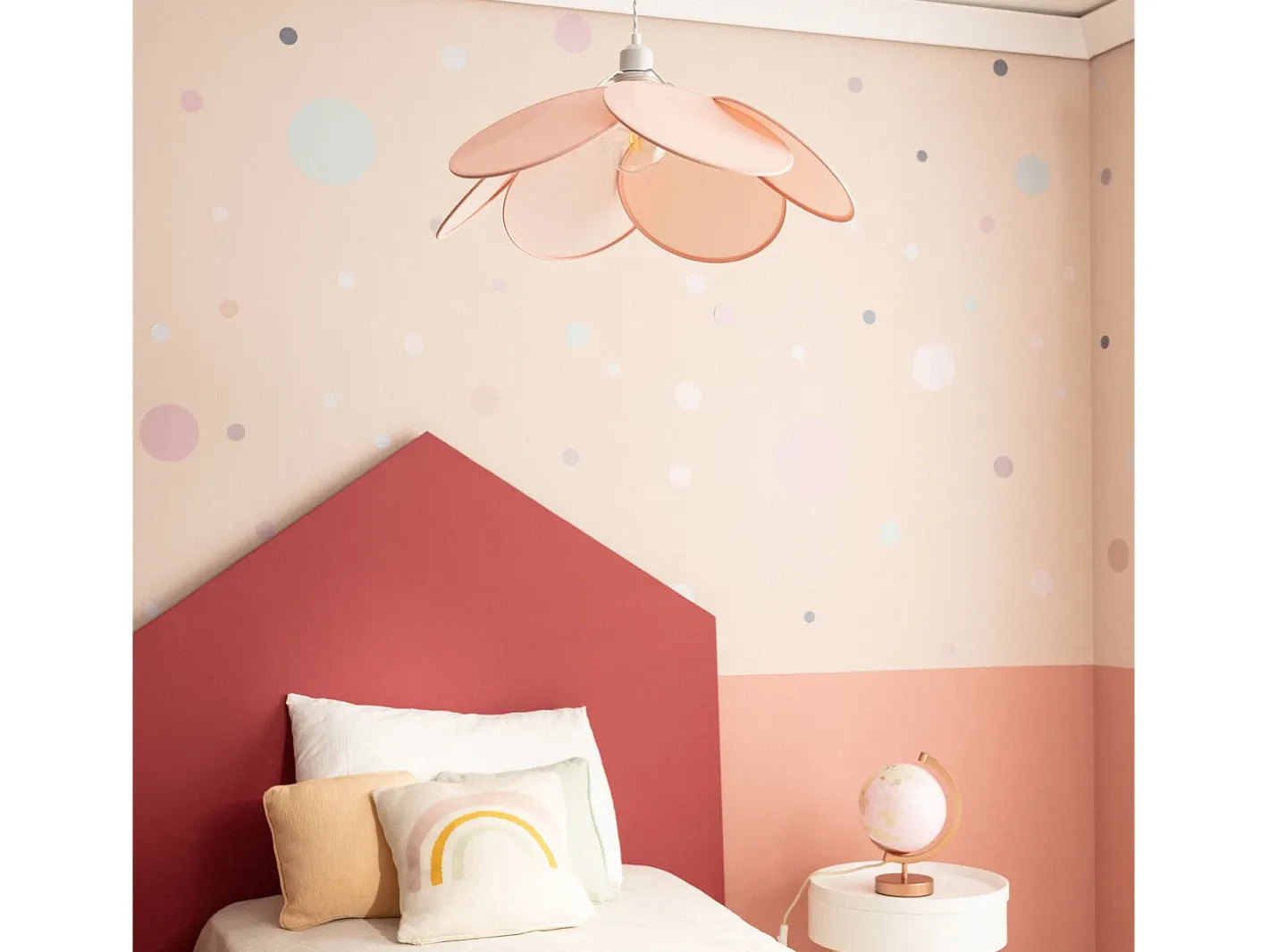 Ledkia Lámpara Suspendida-Lámpara Colgante Tela Kabuki Rosa Multicolor