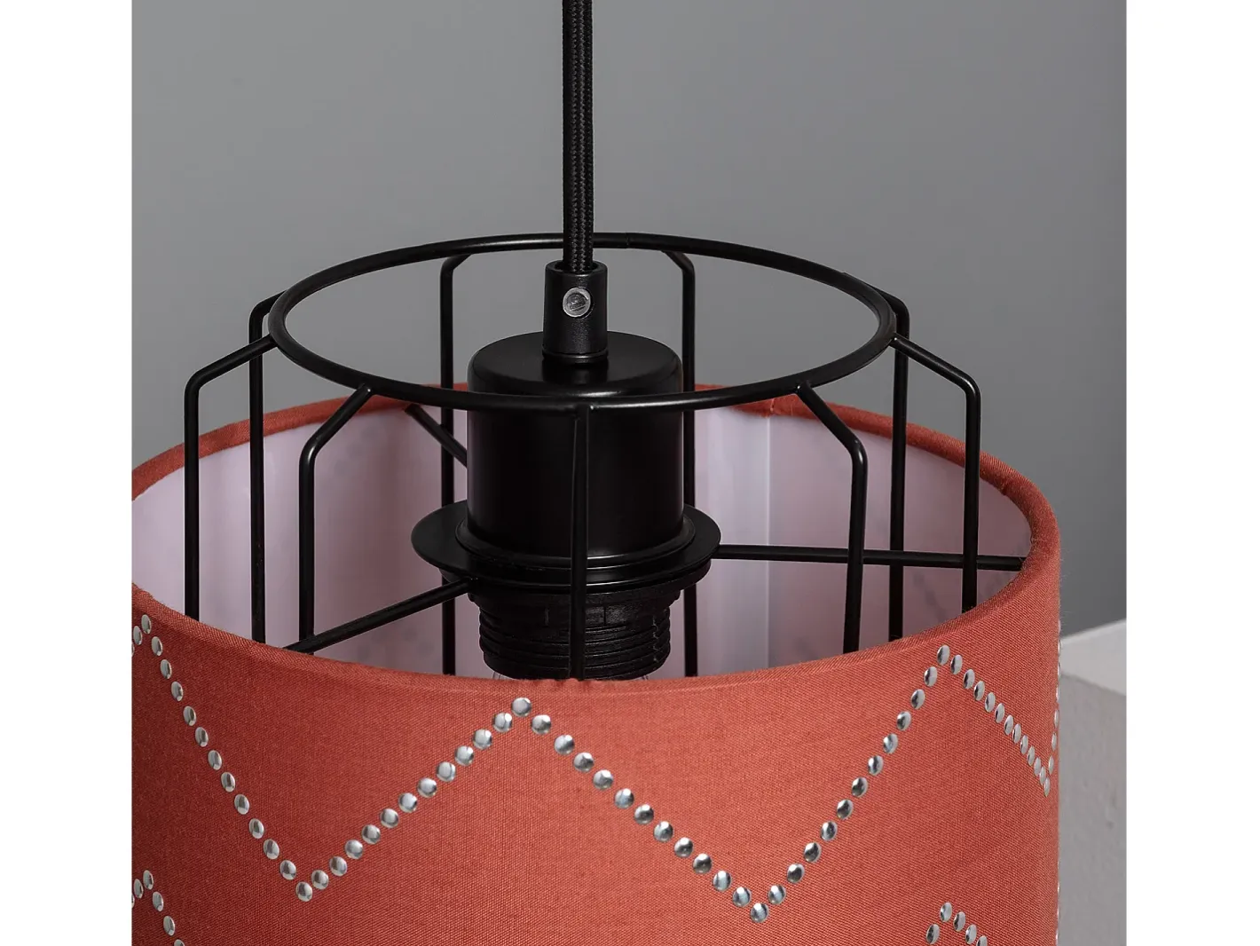 Ledkia Lámpara Suspendida-Lámpara Colgante Tela Pointiza Rojo Ladrillo Multicolor