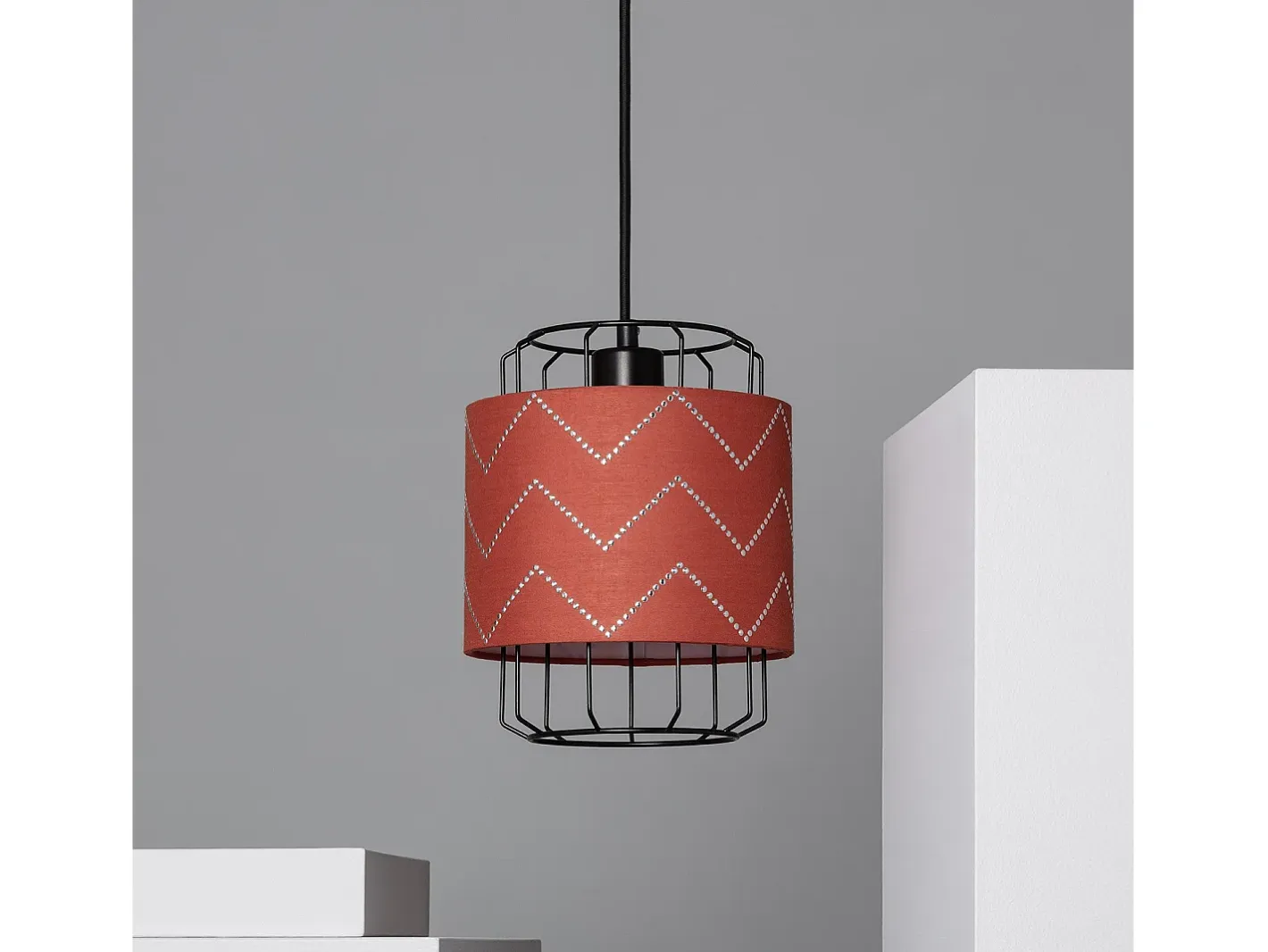 Ledkia Lámpara Suspendida-Lámpara Colgante Tela Pointiza Rojo Ladrillo Multicolor