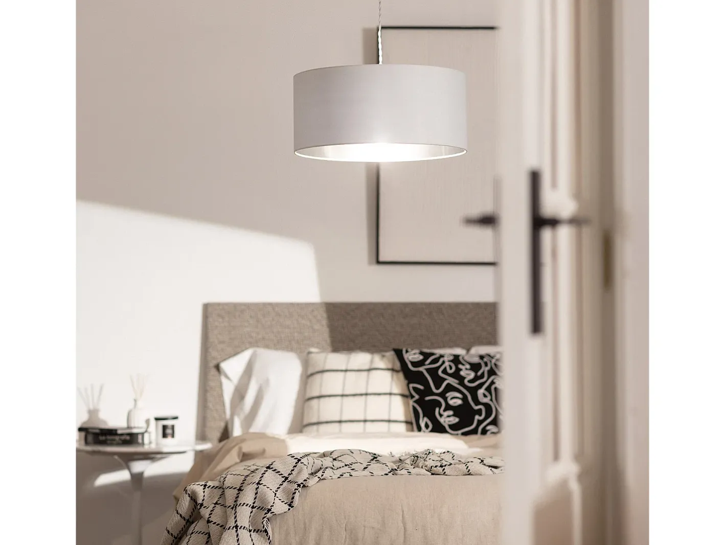 Ledkia Lámpara Colgante Textil Reflect Blanco Multicolor Discount