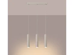 Sollux Lighting Lámpara colgante Toris desván de acero - 3 fuentes luminosas 4000K - L.45 x A.98 cm - Beige