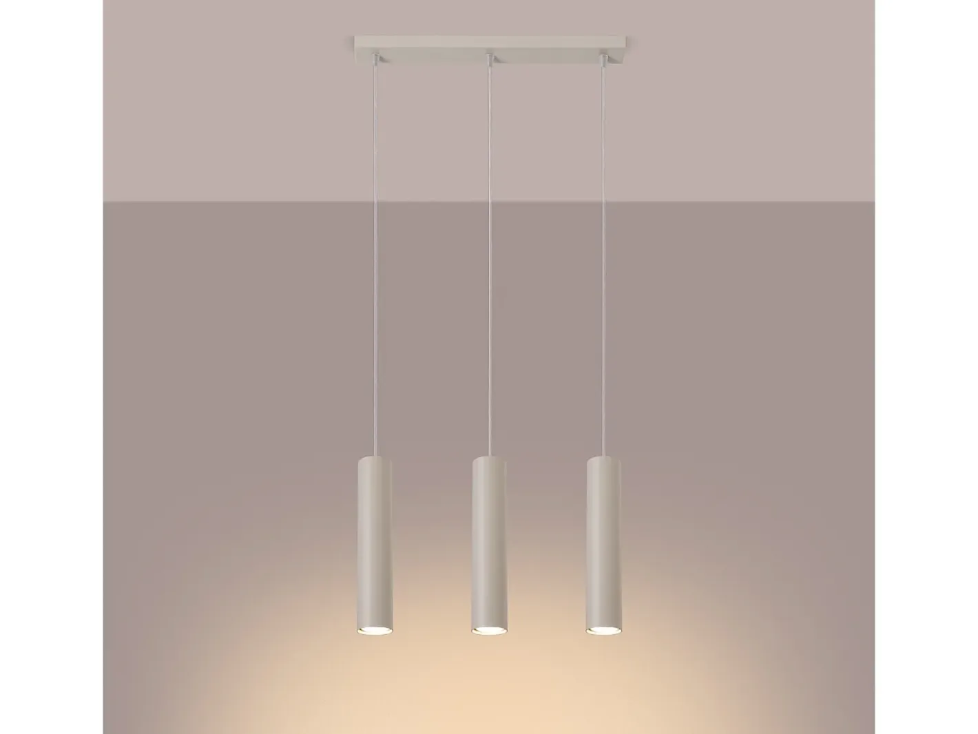 Sollux Lighting Lámpara colgante Toris desván de acero - 3 fuentes luminosas 4000K - L.45 x A.98 cm - Beige