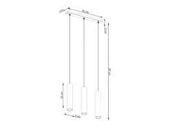 Sollux Lighting Lámpara colgante Toris desván de acero - 3 fuentes luminosas 4000K - L.45 x A.98 cm - Beige