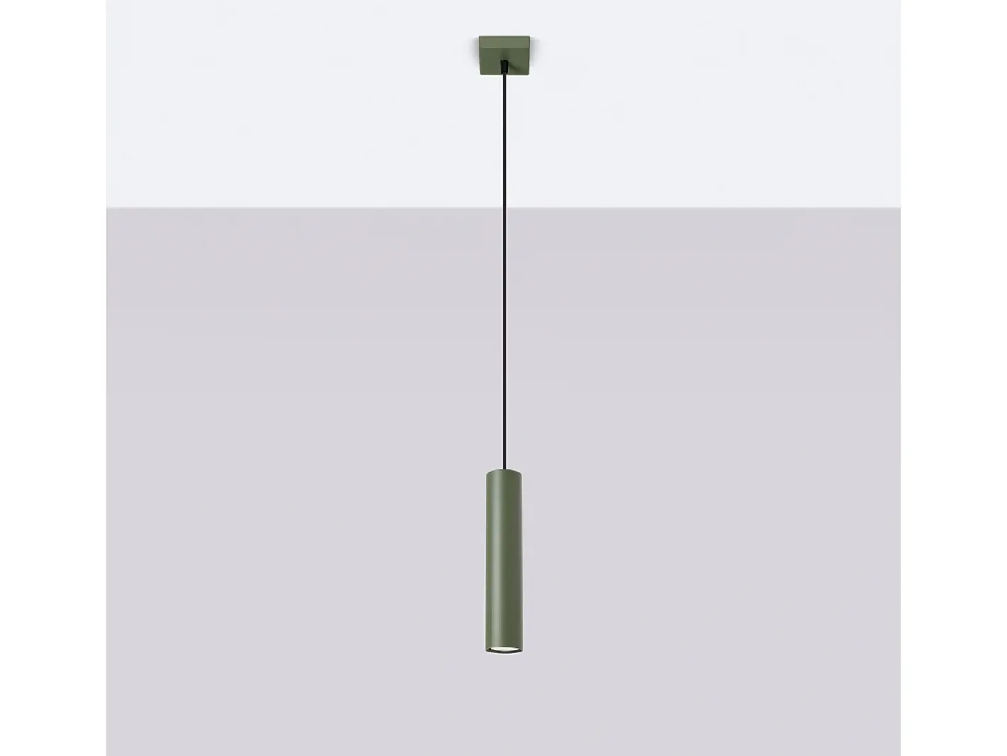Hot Sollux Lighting Lámpara colgante Toris desván de acero - 1 fuentes luminosas 3000K - L.8 x A.118 cm - oliva Verde