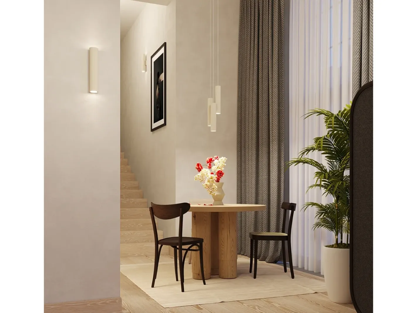 Sollux Lighting Lámpara colgante Toris desván de acero - 3 fuentes luminosas 4000K - L.19,5 x A.108 cm - Beige Hot