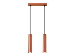 Sollux Lighting Lámpara Suspendida-Lámpara colgante Toris desván de acero - 2 fuentes luminosas 4000K - L.30 x A.105 cm - ocre Rojo