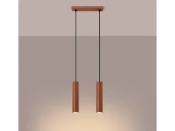 Sollux Lighting Lámpara Suspendida-Lámpara colgante Toris desván de acero - 2 fuentes luminosas 4000K - L.30 x A.105 cm - ocre Rojo