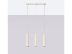 Sollux Lighting Lámpara Suspendida-Lámpara colgante Toris desván de acero - 3 fuentes luminosas 3000K - L.45 x A.98 cm - Beige