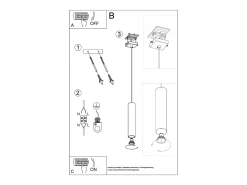 Sollux Lighting Lámpara Suspendida-Lámpara colgante Toris desván de acero - 1 fuentes luminosas 3000K - L.8 x A.118 cm - ocre Rojo