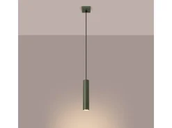 Sollux Lighting Lámpara Suspendida-Lámpara colgante Toris desván de acero - 1 fuentes luminosas 4000K - L.8 x A.118 cm - oliva Verde