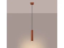 Sollux Lighting Lámpara Suspendida-Lámpara colgante Toris desván de acero - 1 fuentes luminosas 4000K - L.8 x A.118 cm - ocre Rojo