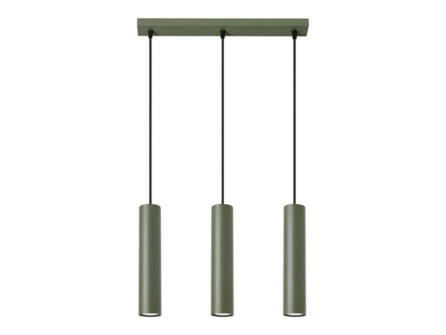 Clearance Sollux Lighting Lámpara colgante Toris desván de acero - 3 fuentes luminosas 3000K - L.45 x A.98 cm - oliva Verde