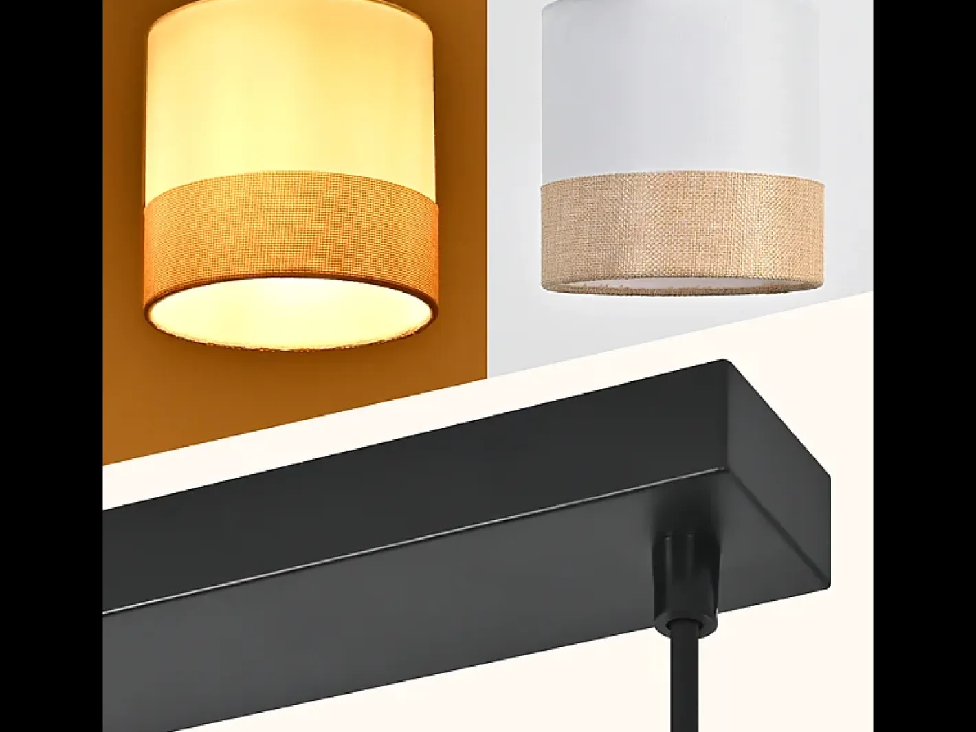 Clearance NETTLIFE Lámpara colgante vintage para mesa de comedor - Lámpara de araña de tela de 4 luces E27, iluminación retro ajustable (bombillas no incluidas) Negro