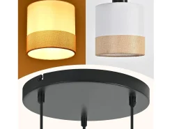 NETTLIFE Lámpara colgante vintage para mesa de comedor - Lámpara de araña de tela blanca de 3 luces E27, iluminación retro para salón (bombillas no incluidas) Blanco