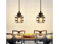 NETTLIFE Lámpara colgante vintage de 1 lámpara - Lámpara de araña de metal E14 retro - Altura ajustable para salón y comedor (bombilla no incluida) Negro Best