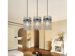 NETTLIFE Lámpara colgante vintage negra, lámpara de cristal de 3 luces, casquillo E27, Ø 16 cm, para mesa de comedor, salón (sin bombillas). Negro Outlet
